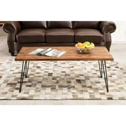 Leonard 48 in. W Weathered Brown Large Rectangle Wood 19.25 in. (H) Coffee Table by Boraam -Boraam Sales Store weathered brown boraam coffee tables 77021 1f 1000