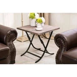 23 in. W Miriam Weathered Brown Wood and Metal End Table by Boraam -Boraam Sales Store weathered brown boraam end side tables 77024 31 1000