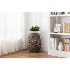 Hampton 18 in Weathered Walnut Side Table by Boraam -Boraam Sales Store weathered walnut boraam end side tables 76147 c3 1000