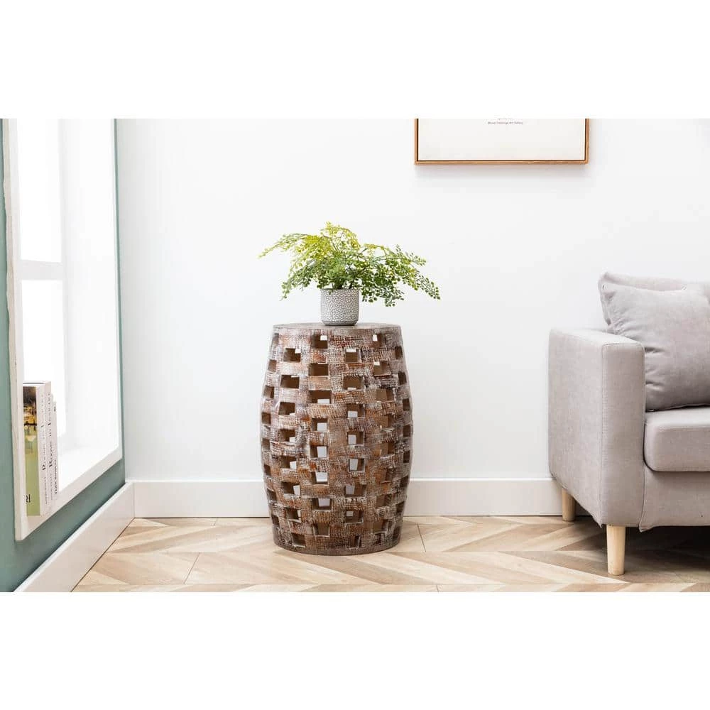 Hampton 26 in. Weathered Walnut Side Table by Boraam 7 Hampton 26 in. Weathered Walnut Side Table by Boraam - Image 5