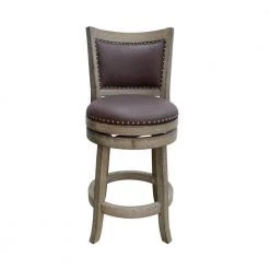 Cantabria 37.5 in. H Weathered-White Wire-Brush and Dark Mocha Swivel Wood Counter Stool by Boraam