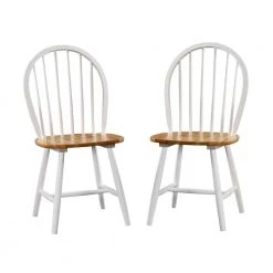 Farmhouse White and Natural Wood Dining Chair (Set of 2) by Boraam