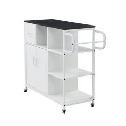 White-Black MDF Kitchen Cart with Roller by Unbranded -Boraam Sales Store white black unbranded kitchen carts aybszhd1380 44 1000
