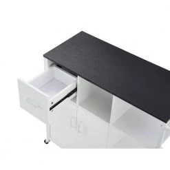 White-Black MDF Kitchen Cart with Roller by Unbranded -Boraam Sales Store white black unbranded kitchen carts aybszhd1380 4f 1000