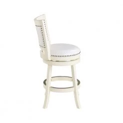 Bristol 24 in. Distressed White Swivel Cushioned Bar Stool by Boraam -Boraam Sales Store white boraam bar stools 42424 1d 1000