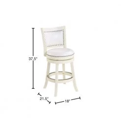 Bristol 24 in. Distressed White Swivel Cushioned Bar Stool by Boraam -Boraam Sales Store white boraam bar stools 42424 40 1000