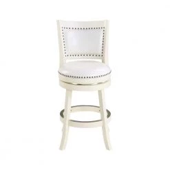 Bristol 24 in. Distressed White Swivel Cushioned Bar Stool by Boraam -Boraam Sales Store white boraam bar stools 42424 4f 1000