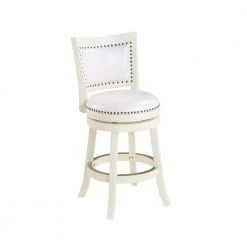 Bristol 24 in. Distressed White Swivel Cushioned Bar Stool by Boraam -Boraam Sales Store white boraam bar stools 42424 77 1000