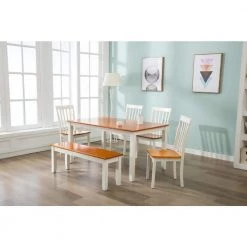 Bloomington Dining Bench in White/Honey Oak by Boraam -Boraam Sales Store white honey oak boraam dining benches 22032 31 1000