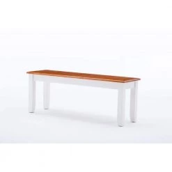 Bloomington Dining Bench in White/Honey Oak by Boraam
