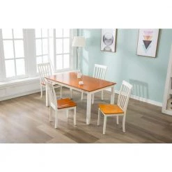 Bloomington White and Honey Oak Dining Table by Boraam -Boraam Sales Store white oak boraam kitchen dining tables 22030 44 1000