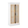White 3-Tier Small Curio Cabinet with Adjustable Shelves and Industrial Style Door Handle by Unbranded
