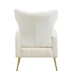 White Velvet Wingback Arm Chair With A Footstool by Unbranded -Boraam Sales Store white unbranded accent chairs zq w115151833 fa 1000