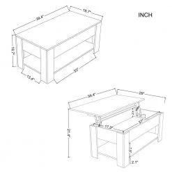 39.4 in. White MDF Lift Top Extendable Rectangle Coffee Table with Storage by Unbranded -Boraam Sales Store white unbranded coffee tables crlw22343638 1f 1000