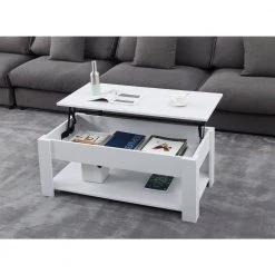 39.4 in. White MDF Lift Top Extendable Rectangle Coffee Table with Storage by Unbranded -Boraam Sales Store white unbranded coffee tables crlw22343638 31 1000