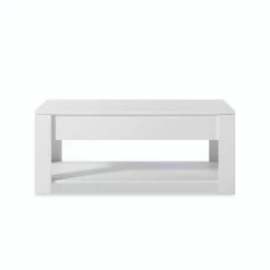 39.4 in. White MDF Lift Top Extendable Rectangle Coffee Table with Storage by Unbranded