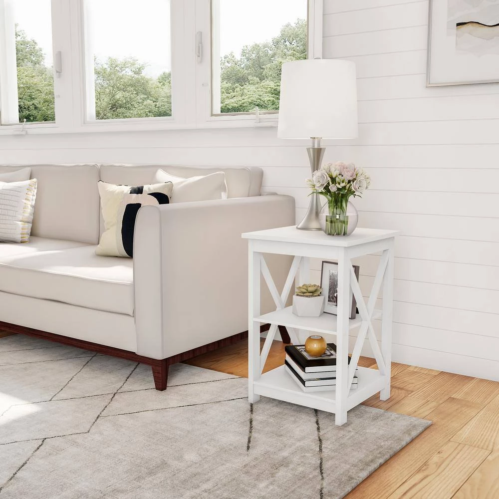 Wooden Farmhouse-Style Living Room Accent Table or Nightstand for Bedroom With Crossbeam Sides by Unbranded 10 Wooden Farmhouse-Style Living Room Accent Table or Nightstand for Bedroom With Crossbeam Sides by Unbranded - Image 8