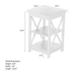 Wooden Farmhouse-Style Living Room Accent Table or Nightstand for Bedroom With Crossbeam Sides by Unbranded 13 Wooden Farmhouse-Style Living Room Accent Table or Nightstand for Bedroom With Crossbeam Sides by Unbranded -Boraam Sales Store white unbranded end side tables 284690ppa c3 1000