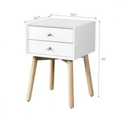 15.7 in White Square Rubber Wood Legs End Table Nightstand with 2-Drawer by Unbranded -Boraam Sales Store white unbranded end side tables s01cuu099 4f 1000