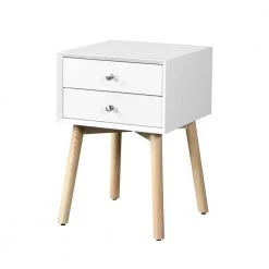 15.7 in White Square Rubber Wood Legs End Table Nightstand with 2-Drawer by Unbranded -Boraam Sales Store white unbranded end side tables s01cuu099 c3 1000
