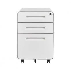 3-Drawer White Mobile Storage Filing Cabinet by Unbranded