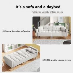 White Linen Convertible Folding Futon Sofa Bed by Unbranded -Boraam Sales Store white unbranded futons cuuu0377aaa 44 1000
