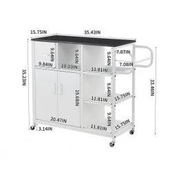 White Kitchen Pantry Cart with Roller by Unbranded -Boraam Sales Store white unbranded kitchen carts kx95 10 c3 1000