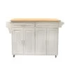White Kitchen Island with Solid Wood Table Top, 2-Drawer, 2-Door Cabinet, Spice Rack and Towel Rack by Unbranded -Boraam Sales Store white unbranded kitchen islands aybszhd1245 64 1000