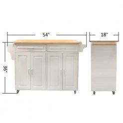 White Kitchen Island with Solid Wood Table Top, 2-Drawer, 2-Door Cabinet, Spice Rack and Towel Rack by Unbranded -Boraam Sales Store white unbranded kitchen islands aybszhd1245 76 1000