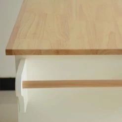 White Kitchen Island with Solid Wood Table Top, 2-Drawer, 2-Door Cabinet, Spice Rack and Towel Rack by Unbranded -Boraam Sales Store white unbranded kitchen islands aybszhd1245 a0 1000