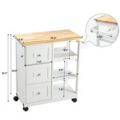 White Kitchen Islands with Storage Lockable Utility Kitchen Carts On Wheels with Countertop Drawer Open Shelves by Unbranded -Boraam Sales Store white unbranded kitchen islands k824 kitch whit c3 1000