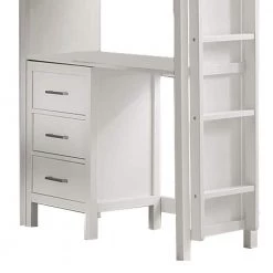Nora White Twin Loft Bed with Bed Rails, Bookshelves, Drawers and Ladder by Unbranded -Boraam Sales Store white unbranded loft beds aa44 tw01dr bed c3 1000