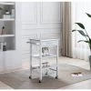 Hennington White Wash Kitchen Cart with Stainless Steel Top by Boraam -Boraam Sales Store white wash boraam kitchen carts 50661 64 1000