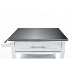 Hennington White Wash Kitchen Cart with Stainless Steel Top by Boraam -Boraam Sales Store white wash boraam kitchen carts 50661 a0 1000