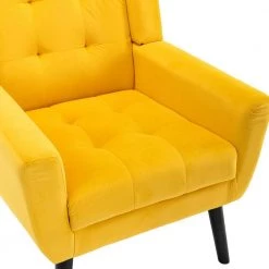 Soft Velvet Material Accent Chair Home Chair With Black Legs In Yellow by Unbranded -Boraam Sales Store yellow unbranded accent chairs d69 accen yello 1f 1000