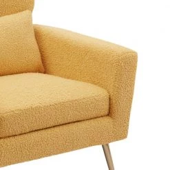 29.5" W Yellow Modern Chenille Upholstery Chair Armchair Upholstered with Gold Metal Legs and Throw Pillow by Unbranded -Boraam Sales Store yellow unbranded accent chairs gm h 293 4f 1000