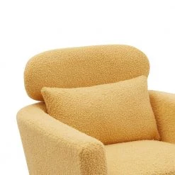 29.5" W Yellow Modern Chenille Upholstery Chair Armchair Upholstered with Gold Metal Legs and Throw Pillow by Unbranded -Boraam Sales Store yellow unbranded accent chairs gm h 293 fa 1000