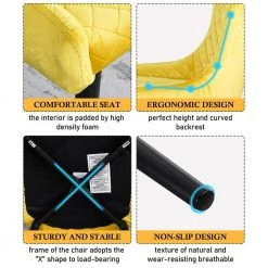 Inexpensive Modern Yellow Velvet Dining Kitchen Chair with Non-slip Design Metal Legs Upholstered Side Chair(set of 2) by Unbranded 22 Inexpensive Modern Yellow Velvet Dining Kitchen Chair with Non-slip Design Metal Legs Upholstered Side Chair(set of 2) by Unbranded -Boraam Sales Store yellow unbranded dining chairs ye 2 chair 1f 1000