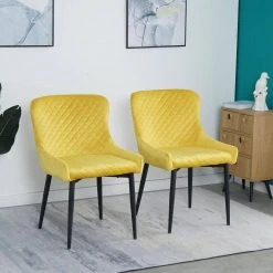 Inexpensive Modern Yellow Velvet Dining Kitchen Chair with Non-slip Design Metal Legs Upholstered Side Chair(set of 2) by Unbranded 25 Inexpensive Modern Yellow Velvet Dining Kitchen Chair with Non-slip Design Metal Legs Upholstered Side Chair(set of 2) by Unbranded -Boraam Sales Store yellow unbranded dining chairs ye 2 chair 31 1000