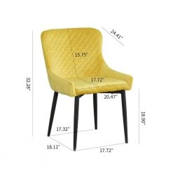 Inexpensive Modern Yellow Velvet Dining Kitchen Chair with Non-slip Design Metal Legs Upholstered Side Chair(set of 2) by Unbranded 19 Inexpensive Modern Yellow Velvet Dining Kitchen Chair with Non-slip Design Metal Legs Upholstered Side Chair(set of 2) by Unbranded -Boraam Sales Store yellow unbranded dining chairs ye 2 chair 77 1000