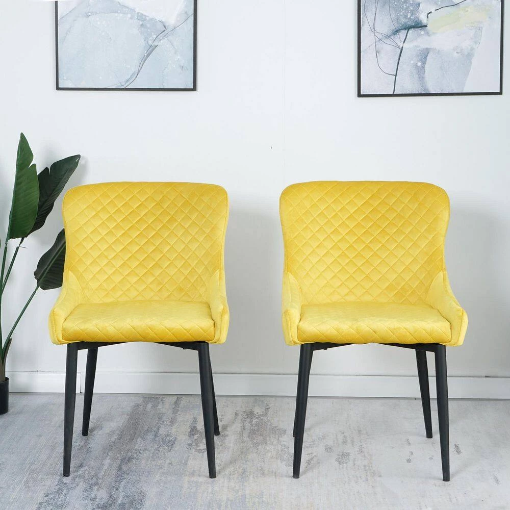 Inexpensive Modern Yellow Velvet Dining Kitchen Chair with Non-slip Design Metal Legs Upholstered Side Chair(set of 2) by Unbranded 13 Inexpensive Modern Yellow Velvet Dining Kitchen Chair with Non-slip Design Metal Legs Upholstered Side Chair(set of 2) by Unbranded - Image 11