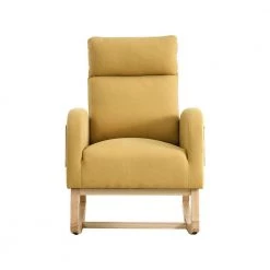 27.6 in. W Yellow Arm Rocking Chair Modern Accent High Backrest Living Room Lounge , 2 Side Pocket by Unbranded
